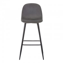 Bar stool medium height Bella pakoworld dark grey velvet fabric-black metal leg 41x47x93cm