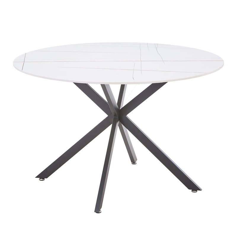 Vivian-Stoyen pakoworld dining table 5 pcs beige velvet - white with black  marble Φ120x75cm