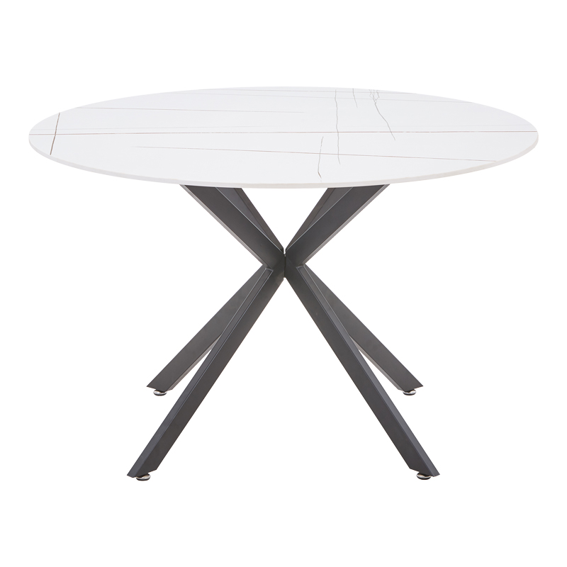 Vivian-Stoyen pakoworld dining table 5 pcs beige velvet - white with black  marble Φ120x75cm