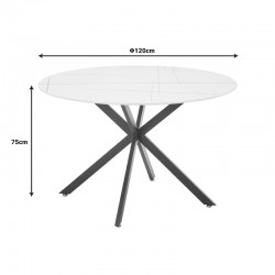 Vivian-Stoyen pakoworld dining table 5 pcs beige velvet - white with black  marble Φ120x75cm