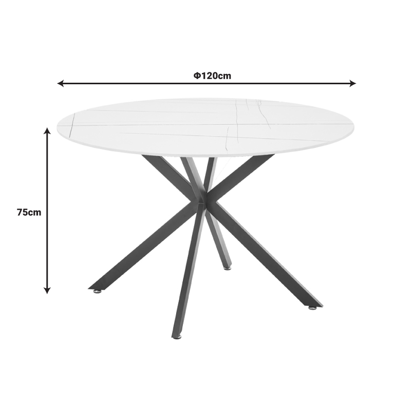 Vivian-Stoyen pakoworld dining table 5 pcs beige velvet - white with black  marble Φ120x75cm