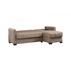 Γωνιακός καναπές-κρεβάτι με αποθηκευτικό χώρο Alasko pakoworld μπεζ ύφασμα 204x143x83εκ