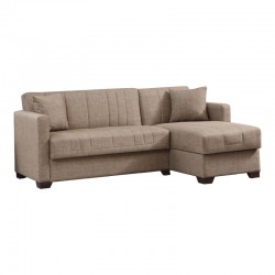 Corner sofa-bed with storage space Alaska pakoworld beige fabric 204x143x83cm
