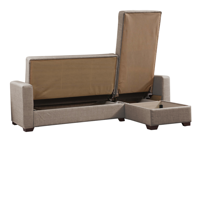 Corner sofa-bed with storage space Alaska pakoworld beige fabric 204x143x83cm