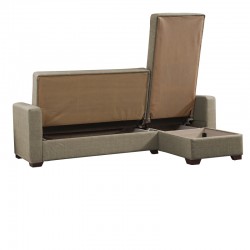 Corner sofa-bed with storage space Alaska pakoworld brown fabric 204x143x83cm
