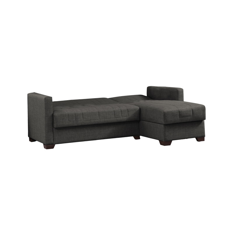 Γωνιακός καναπές-κρεβάτι με αποθηκευτικό χώρο Alasko pakoworld ανθρακί ύφασμα 204x143x83εκ