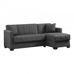Corner sofa-bed with storage space Alaska pakoworld dark grey fabric 204x143x83cm
