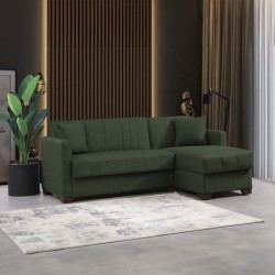 Corner sofa-bed with storage space Alaska pakoworld green fabric 204x143x83cm
