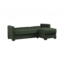 Γωνιακός καναπές-κρεβάτι με αποθηκευτικό χώρο Alasko pakoworld πράσινο ύφασμα 204x143x83εκ
