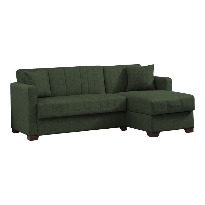 Corner sofa-bed with storage space Alaska pakoworld green fabric 204x143x83cm