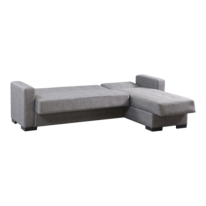 Γωνιακός καναπές-κρεβάτι με αποθηκευτικό χώρο Kansos pakoworld ανθρακί ύφασμα 235x150x80εκ