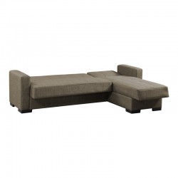 Γωνιακός καναπές-κρεβάτι με αποθηκευτικό χώρο Kansos pakoworld καφέ ύφασμα 235x150x80εκ