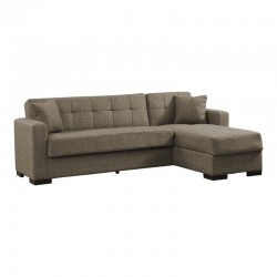Corner sofa-bed with storage space Kansas pakoworld brown fabric 235x150x80cm