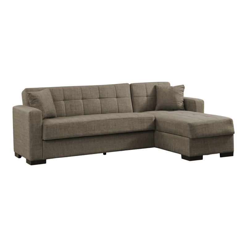 Γωνιακός καναπές-κρεβάτι με αποθηκευτικό χώρο Kansas pakoworld καφέ ύφασμα 235x150x80εκ