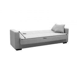 Καναπές-κρεβάτι με αποθηκευτικό χώρο τριθέσιος Vox pakoworld ανοιχτό γκρι ύφασμα 215x85x80εκ