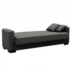 Καναπές-κρεβάτι με αποθηκευτικό χώρο τριθέσιος Vox pakoworld ανθρακί ύφασμα 215x85x80εκ