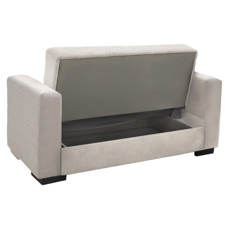 Sofa-bed with storage two-seater Vox pakoworld light gray fabric 155x85x80cm
