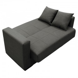 Sofa-bed with storage two-seater Vox pakoworld light charcoal fabric 155x85x80cm