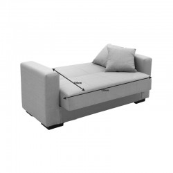 Sofa-bed with storage two-seater Vox pakoworld light charcoal fabric 155x85x80cm