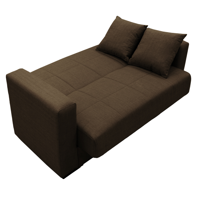 Sofa-bed with storage two-seater Vox pakoworld light brown fabric 155x85x80cm