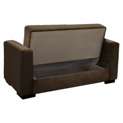 Sofa-bed with storage two-seater Vox pakoworld light brown fabric 155x85x80cm