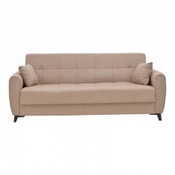 Sofa-bed with storage three-seater Lincoln pakoworld beige fabric 225x85x90cm