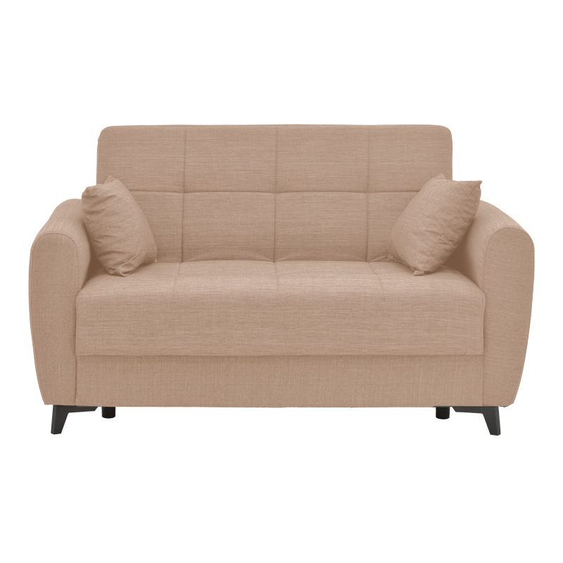 Sofa-bed with storage two-seater Lincoln pakoworld beige fabric 165x85x90cm