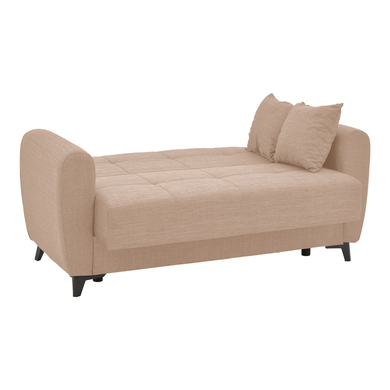 Sofa-bed with storage two-seater Lincoln pakoworld beige fabric 165x85x90cm