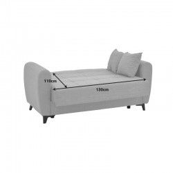 Sofa-bed with storage two-seater Lincoln pakoworld light gray fabric 165x85x90cm
