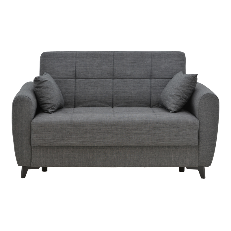 Sofa-bed with storage two-seater Lincoln pakoworld light charcoal fabric 165x85x90cm