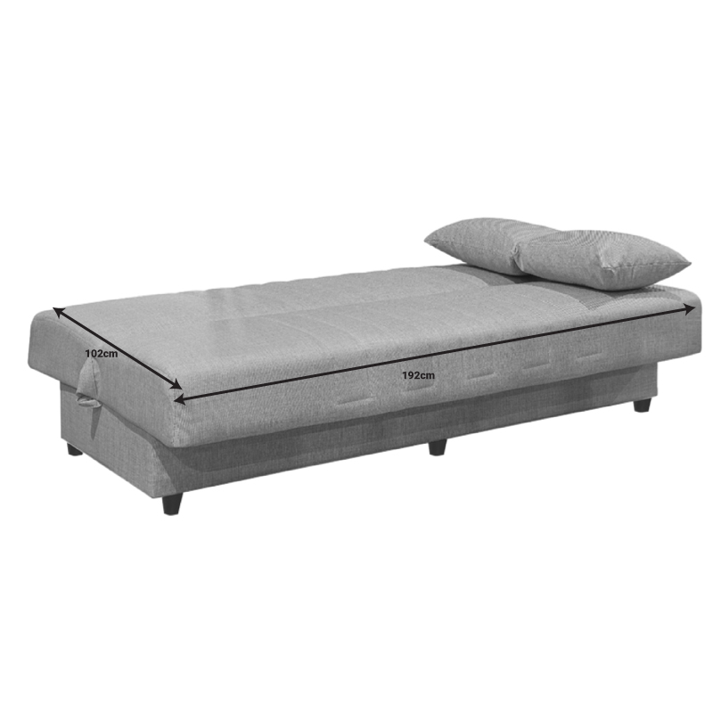 Sofa-bed with storage three-seater Romina pakoworld cream fabric 190x85x90cm