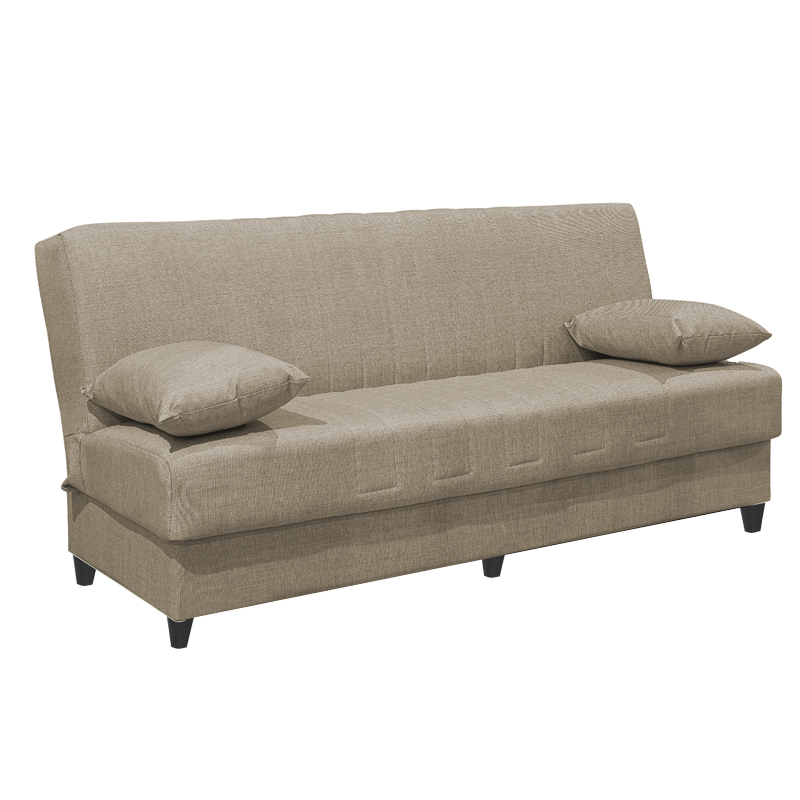 Καναπές-κρεβάτι με αποθηκευτικό χώρο τριθέσιος Romina pakoworld κρεμ ύφασμα 190x85x90εκ
