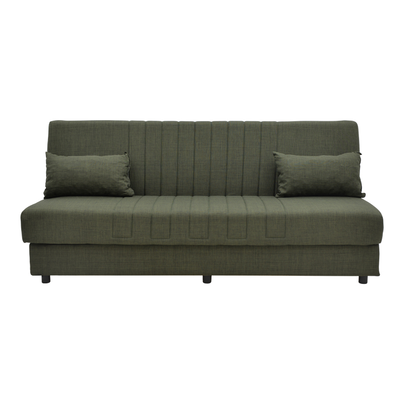 Sofa-bed with storage three-seater Romina pakoworld green fabric 190x85x90cm