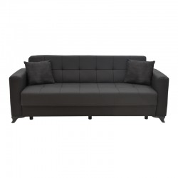 Καναπές-κρεβάτι με αποθηκευτικό χώρο τριθέσιος Modestole pakoworld μαύρο ύφασμα 215x85x80εκ