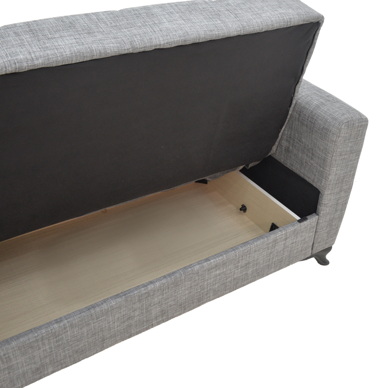 Sofa-bed with storage two-seater Modesto pakoworld gray fabric 155x85x80cm