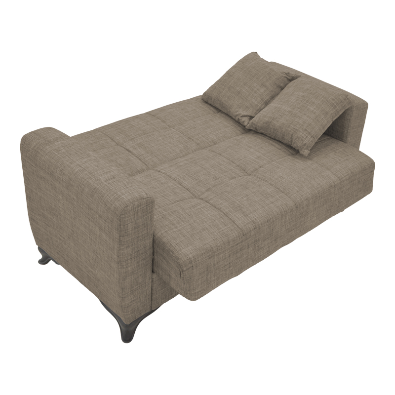 Sofa-bed with storage two-seater Modesto pakoworld light brown fabric 155x85x80cm