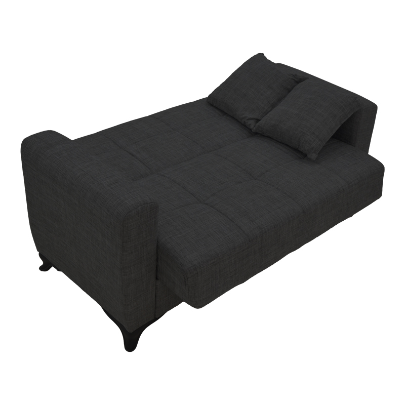 Καναπές-κρεβάτι με αποθηκευτικό χώρο διθέσιος Modestole pakoworld μαύρο ύφασμα 155x85x80εκ
