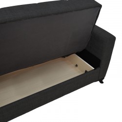 Modesto two-seater sofa-bed with storage pakoworld black fabric 155x85x80cm