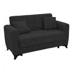 Modesto two-seater sofa-bed with storage pakoworld black fabric 155x85x80cm