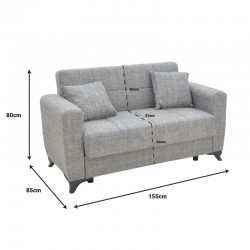 Καναπές-κρεβάτι με αποθηκευτικό χώρο διθέσιος Modestole pakoworld μαύρο ύφασμα 155x85x80εκ