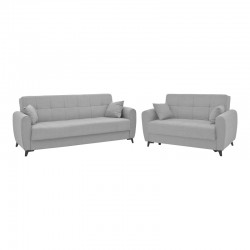 Living room set 2 pieces Lincoln pakoworld fabric in light gray shade