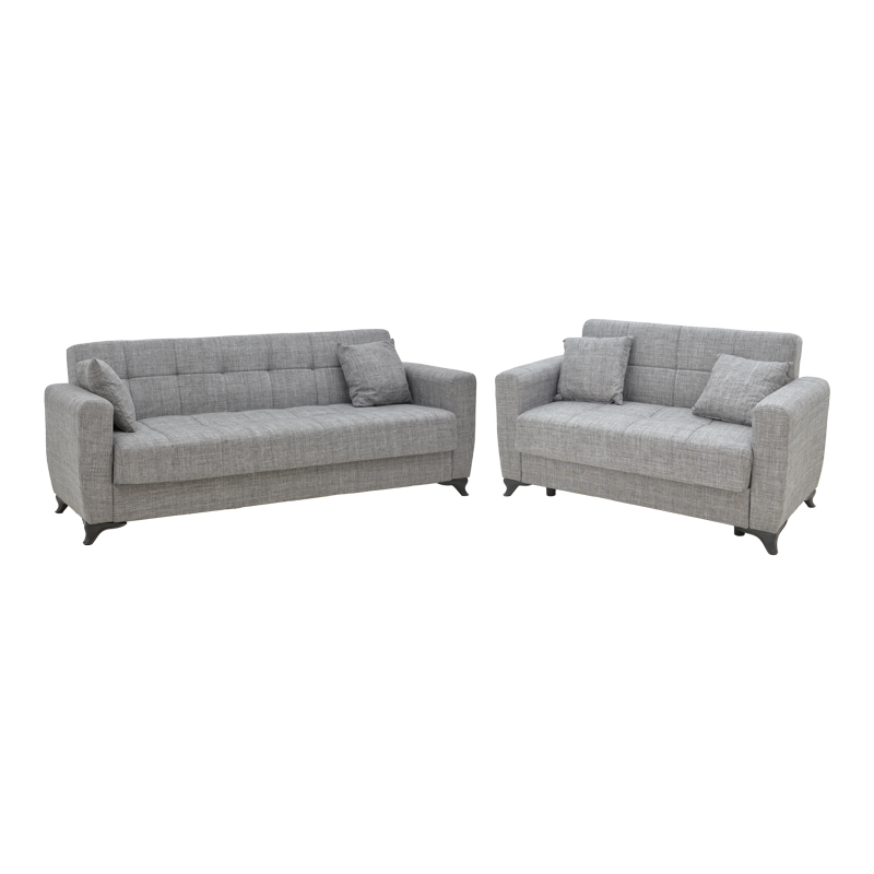 Living room set 2 pcs Modesto pakoworld fabric in gray shade