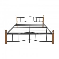 Double bed Faryn pakoworld ξύλο σε καρυδί απόχρωση-black metal 140x190cm