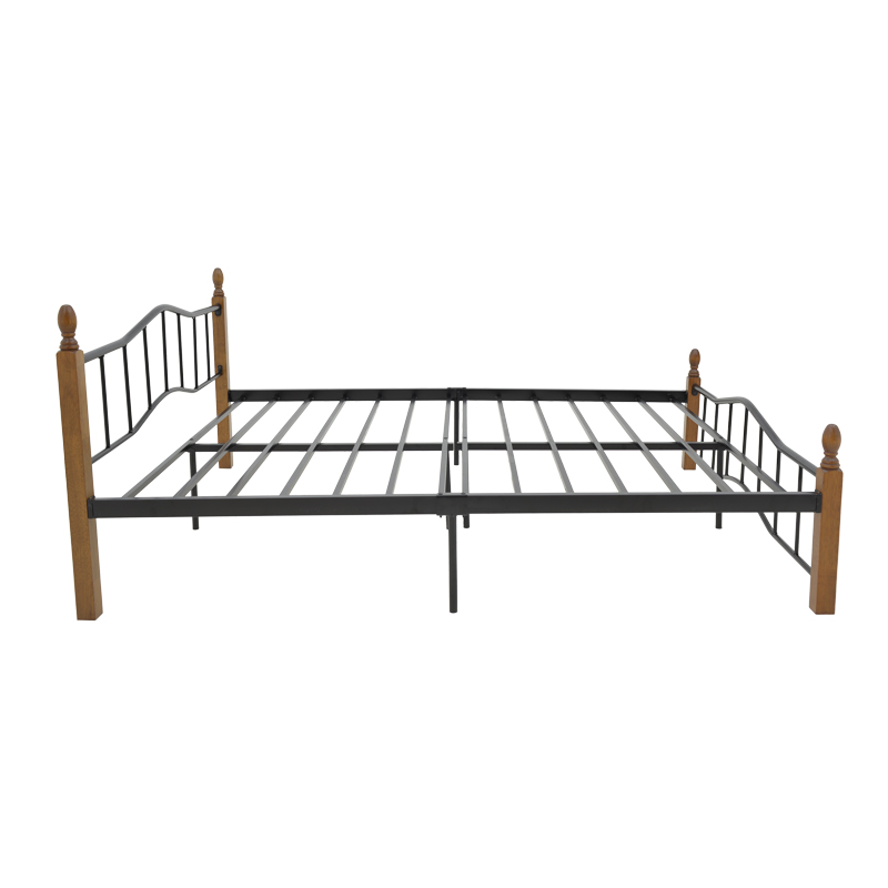 Double bed Faryn pakoworld ξύλο σε καρυδί απόχρωση-black metal 140x190cm