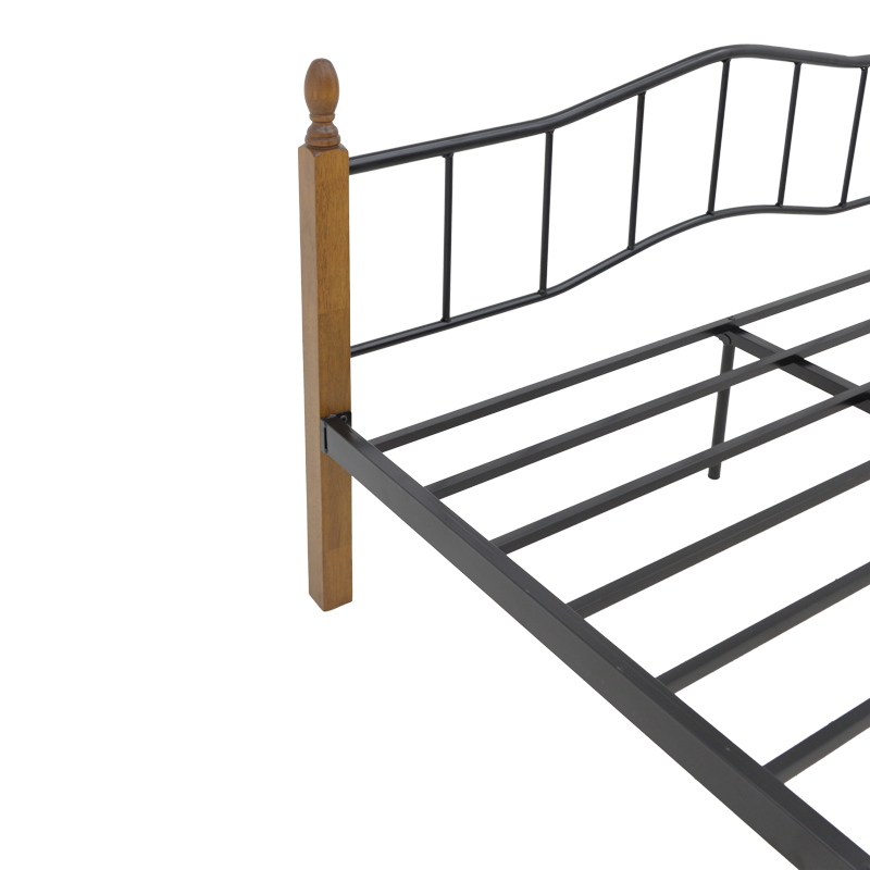 Double bed Faryn pakoworld ξύλο σε καρυδί απόχρωση-black metal 140x190cm