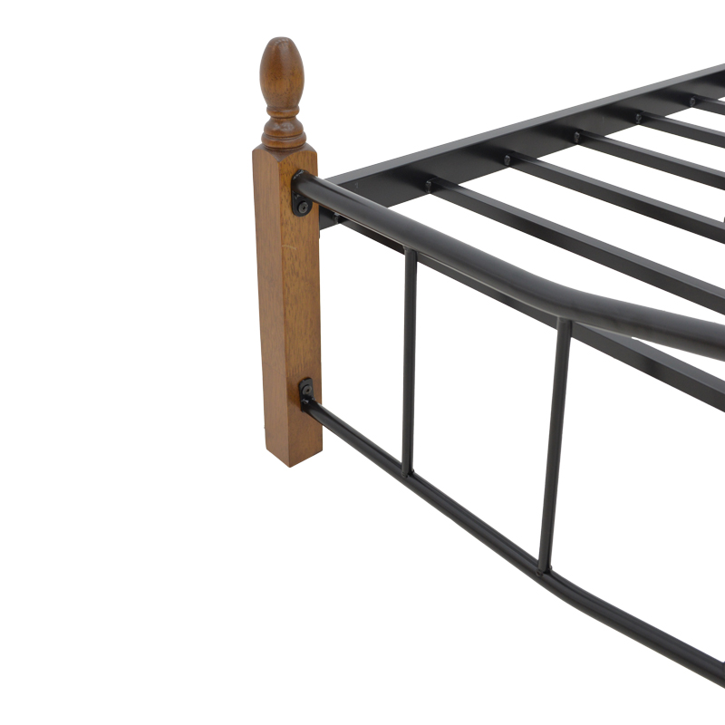 Double bed Faryn pakoworld ξύλο σε καρυδί απόχρωση-black metal 140x190cm