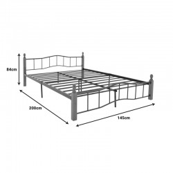 Double bed Faryn pakoworld ξύλο σε καρυδί απόχρωση-black metal 140x190cm