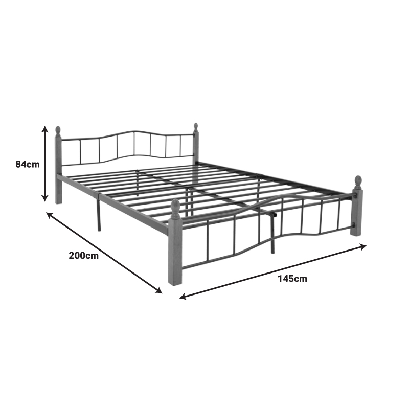 Double bed Faryn pakoworld ξύλο σε καρυδί απόχρωση-black metal 140x190cm