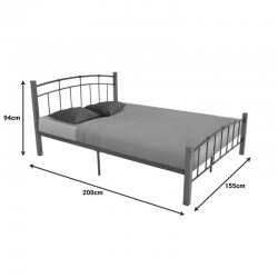 Queen size bed Mandy pakoworld walnut color wood-black metal 150x200cm