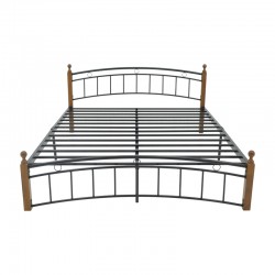 Queen size bed Clarive pakoworld walnut color wood-black metal 150x200cm